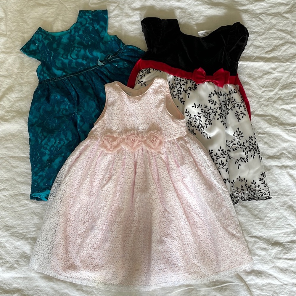 Lot of 3 Girl's Fancy Dresses.  Size 3/3T. Laura Ashley, Jona Michelle, Pippa